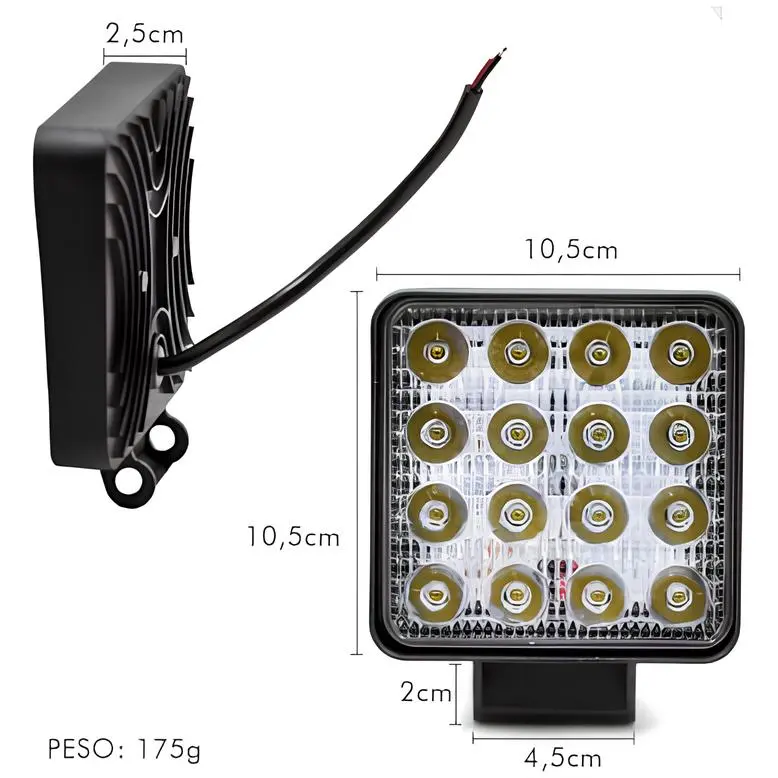 Farol de LED Retangular 48W