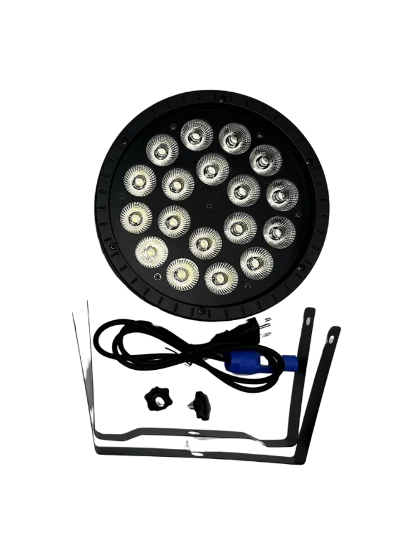 Refletor Par Led 18x18w RGBWA+UV em plástico reforçado com A/C powercom